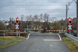 Geschlossener Bahnübergang ohne Zug